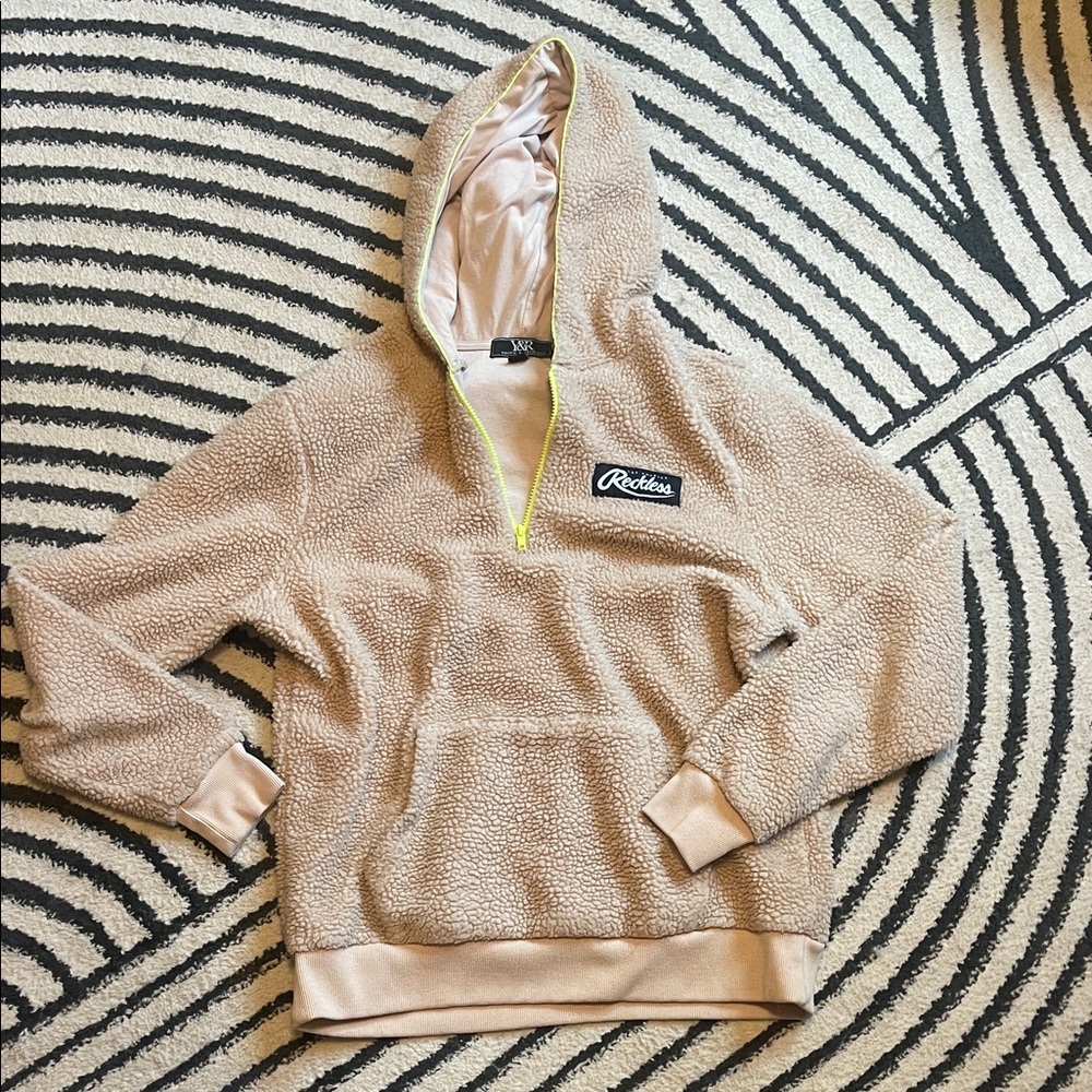 Young & Reckless Beige Sherpa Pullover Hoodie